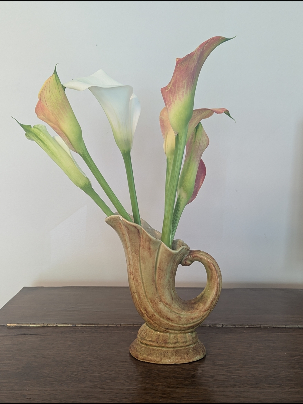 Cornucopia Bud Vase • Blended Green & Brown Glaze